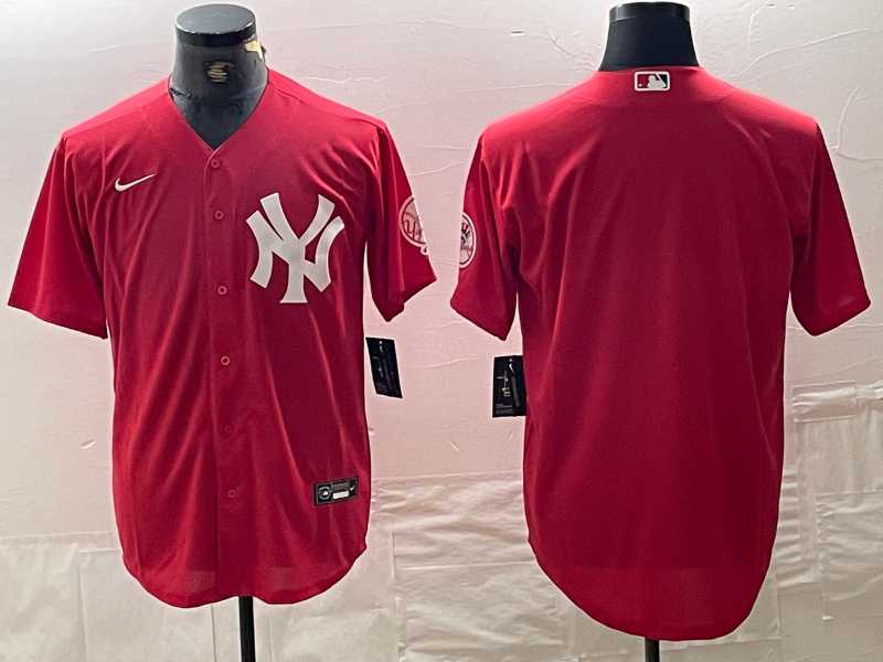 Men%27s New York Yankees Blank Red Cool Base Stitched Baseball Jerseys